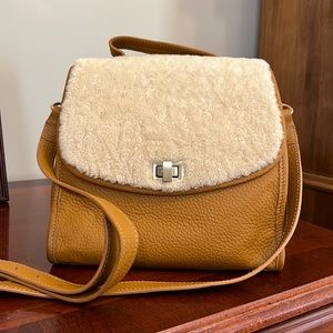 GiGi New York Amelie Crossbody Bag in Tan with Natural Shearling